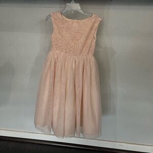 Elegant Girls Soft Pink Lace Floral Kids Dress Size 4